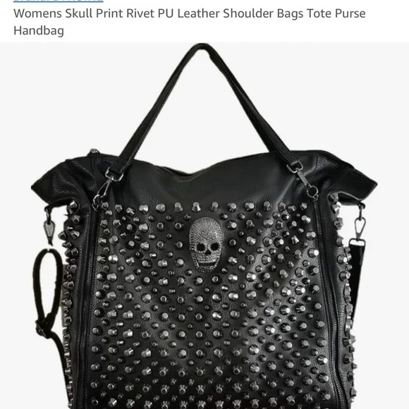 Skull Handbag Leather Rivet Purse Shoulder Satchel Tote by Bykoine - Picture 1 of 10